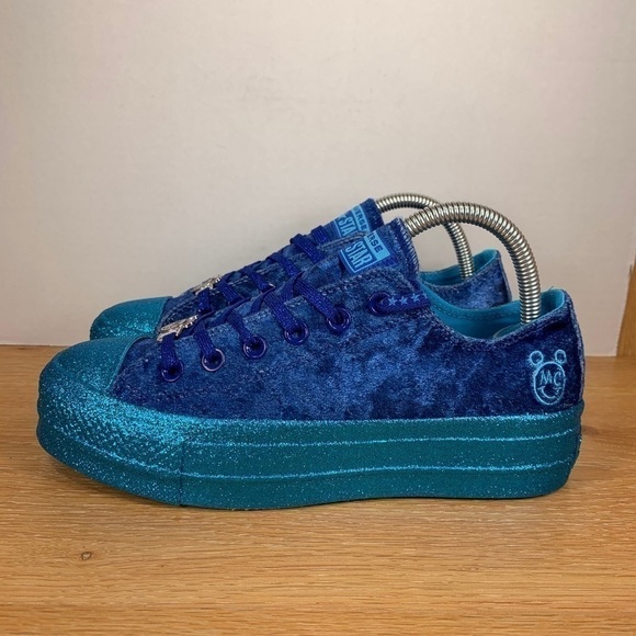 Converse CTAS Platform Miley Cyrus (Gnarly Blue) Velvet Glitter Sneaker Sz 6.5 - Picture 3 of 8